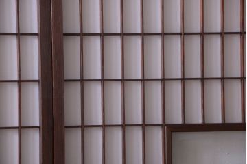 古民具・骨董　古い木のアンティーク縦額障子戸(2)