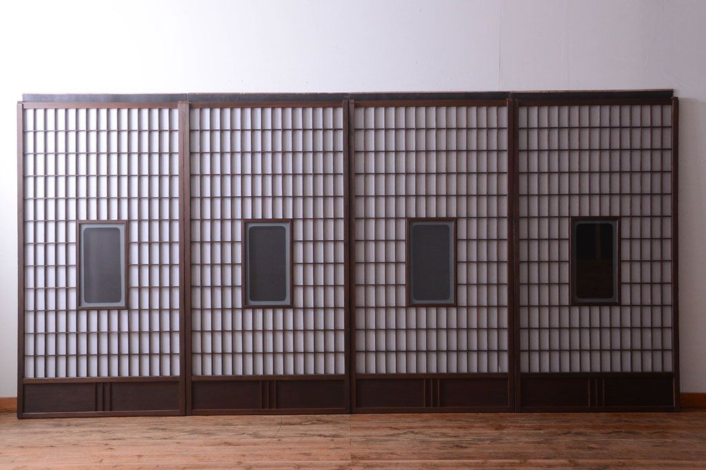 古民具・骨董　古い木のアンティーク縦額障子戸(2)