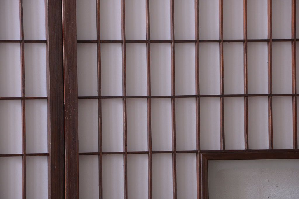 古民具・骨董　古い木のアンティーク縦額障子戸(2)