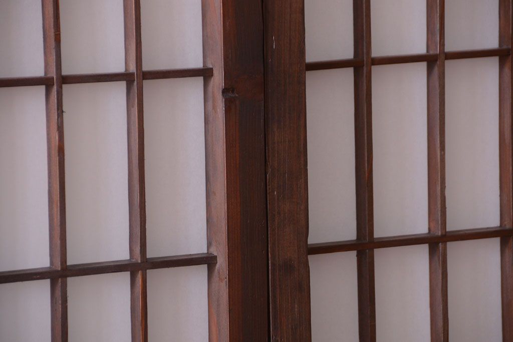 古民具・骨董　古い木のアンティーク縦額障子戸(2)