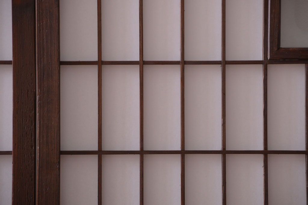 古民具・骨董　古い木のアンティーク縦額障子戸(2)