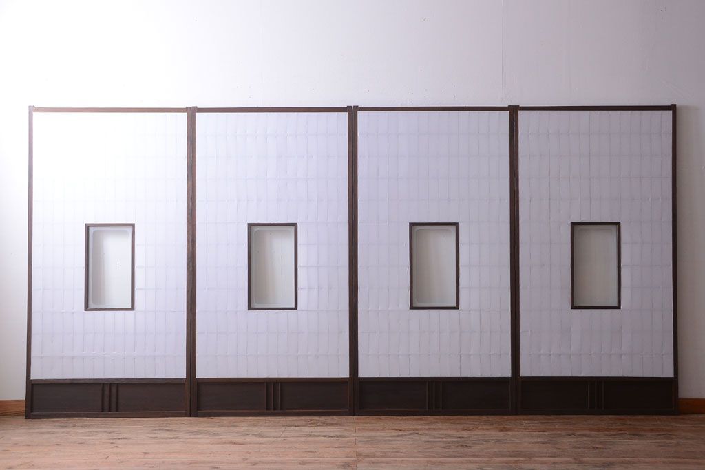 古民具・骨董　古い木のアンティーク縦額障子戸(2)