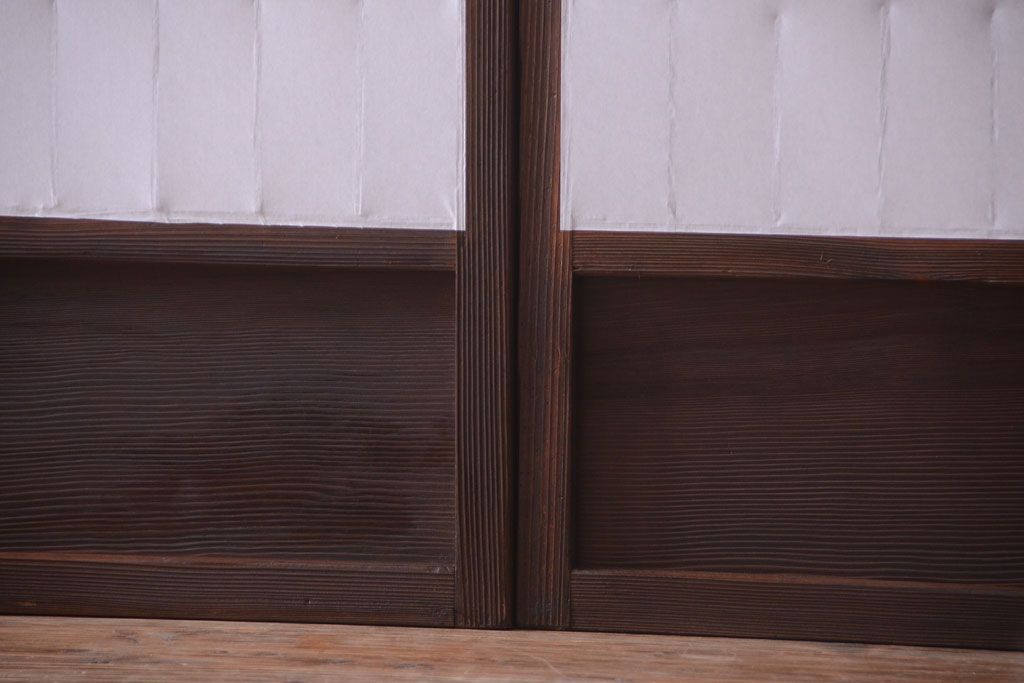 古民具・骨董　古い木のアンティーク縦額障子戸(2)