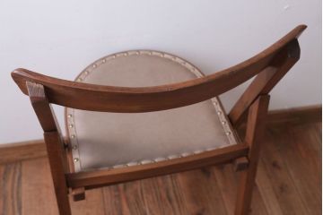 ヴィンテージ家具　ビンテージ　本革座面がおしゃれな木製折り畳みチェア