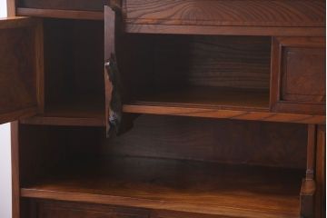 アンティーク家具　和製アンティーク　高級品!意匠が素晴らしい三方欅材の茶棚