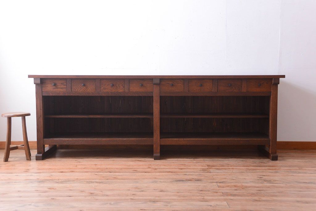 アンティーク家具　和製アンティーク　特大サイズ!骨太で重厚な古い木製の作業台(カウンターテーブル)(2)