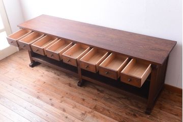 アンティーク家具　和製アンティーク　特大サイズ!骨太で重厚な古い木製の作業台(カウンターテーブル)(2)