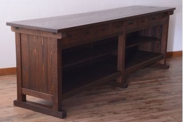 アンティーク家具　和製アンティーク　特大サイズ!骨太で重厚な古い木製の作業台(カウンターテーブル)(2)