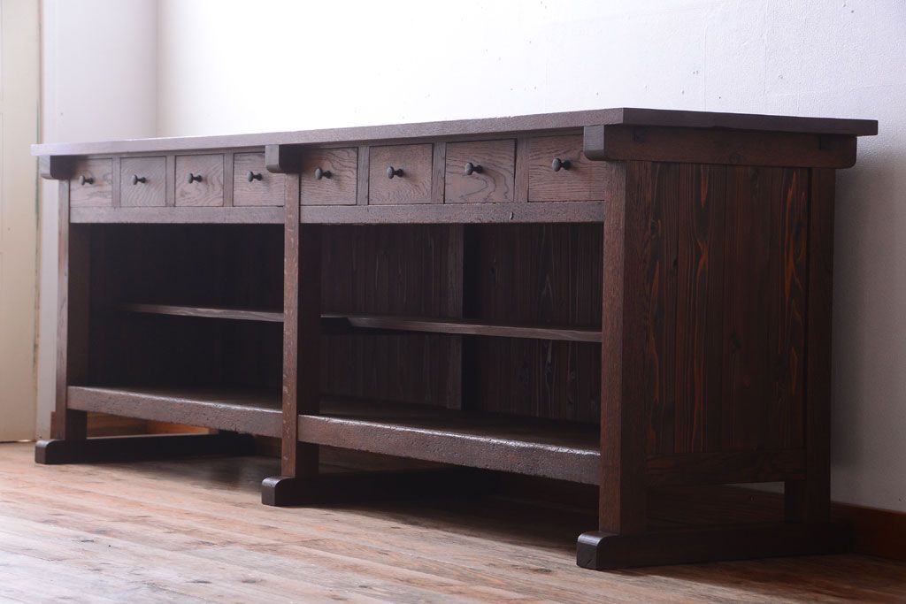 アンティーク家具　和製アンティーク　特大サイズ!骨太で重厚な古い木製の作業台(カウンターテーブル)(2)