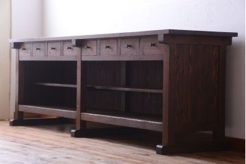 アンティーク家具　和製アンティーク　特大サイズ!骨太で重厚な古い木製の作業台(カウンターテーブル)(2)