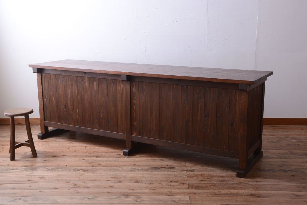 アンティーク家具　和製アンティーク　特大サイズ!骨太で重厚な古い木製の作業台(カウンターテーブル)(2)