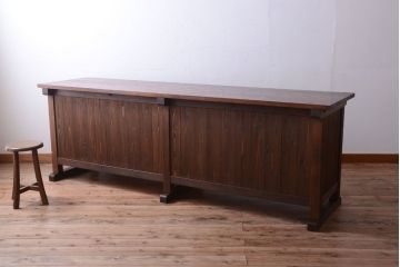 アンティーク家具　和製アンティーク　特大サイズ!骨太で重厚な古い木製の作業台(カウンターテーブル)(2)