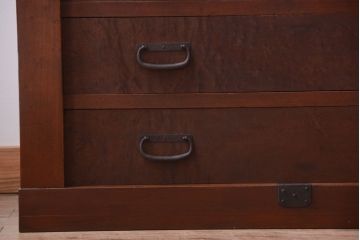 アンティーク家具　古民具・骨董　明治期　重厚なアンティーク横型衣装箪笥(サイドボード)