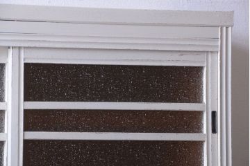 アンティーク家具　アンティークペイント　作業台付き!おしゃれな脚付き食器棚