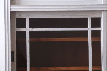 アンティーク家具　アンティークペイント　作業台付き!おしゃれな脚付き食器棚