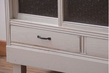 アンティーク家具　アンティークペイント　作業台付き!おしゃれな脚付き食器棚