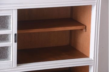 アンティーク家具　アンティークペイント　作業台付き!おしゃれな脚付き食器棚