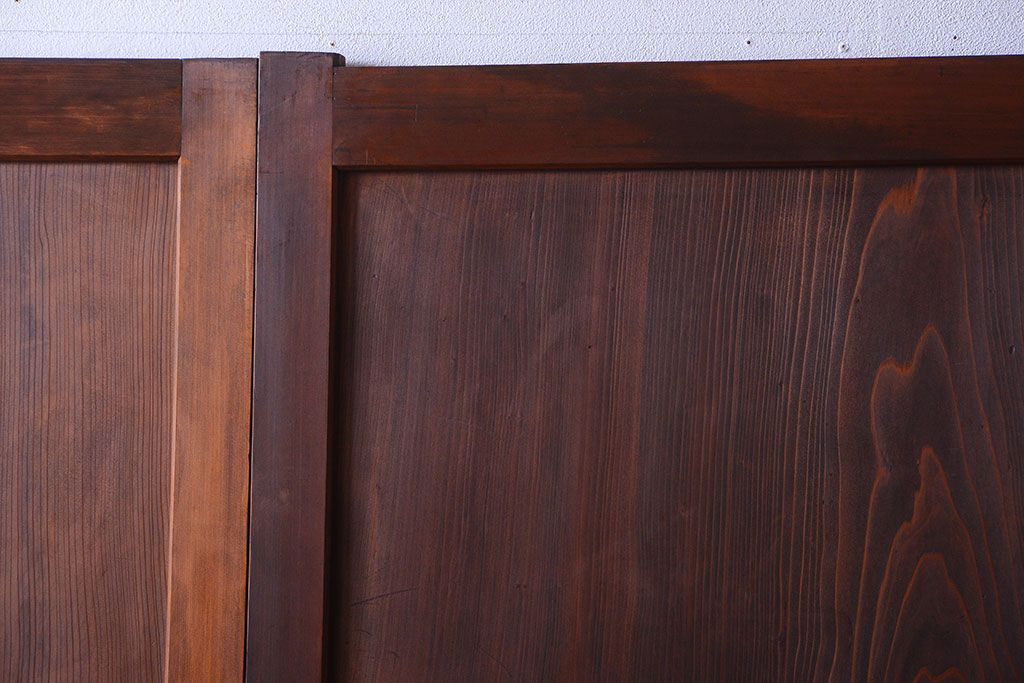 和製アンティーク　組子入り!古い木の上品なすりガラス帯戸4枚セット