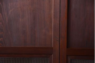 和製アンティーク　組子入り!古い木の上品なすりガラス帯戸4枚セット