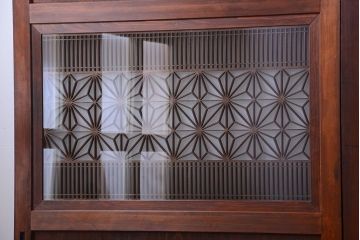 和製アンティーク　組子入り!古い木の上品なすりガラス帯戸4枚セット