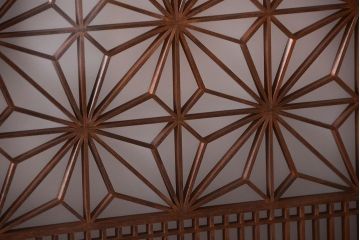 和製アンティーク　組子入り!古い木の上品なすりガラス帯戸4枚セット