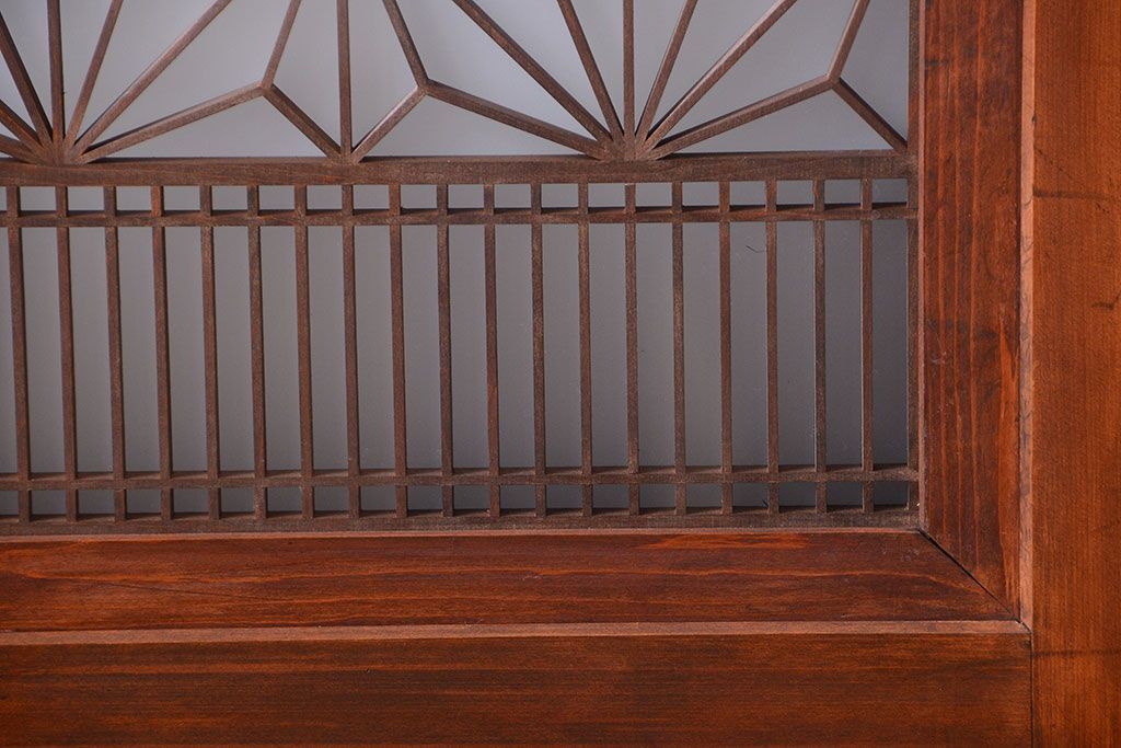 和製アンティーク　組子入り!古い木の上品なすりガラス帯戸4枚セット