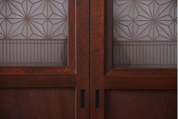 和製アンティーク　組子入り!古い木の上品なすりガラス帯戸4枚セット