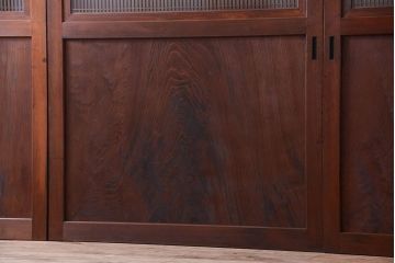 和製アンティーク　組子入り!古い木の上品なすりガラス帯戸4枚セット