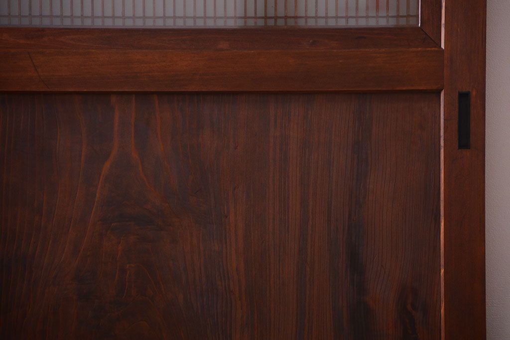 和製アンティーク　組子入り!古い木の上品なすりガラス帯戸4枚セット