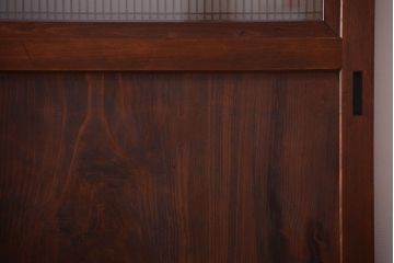 和製アンティーク　組子入り!古い木の上品なすりガラス帯戸4枚セット