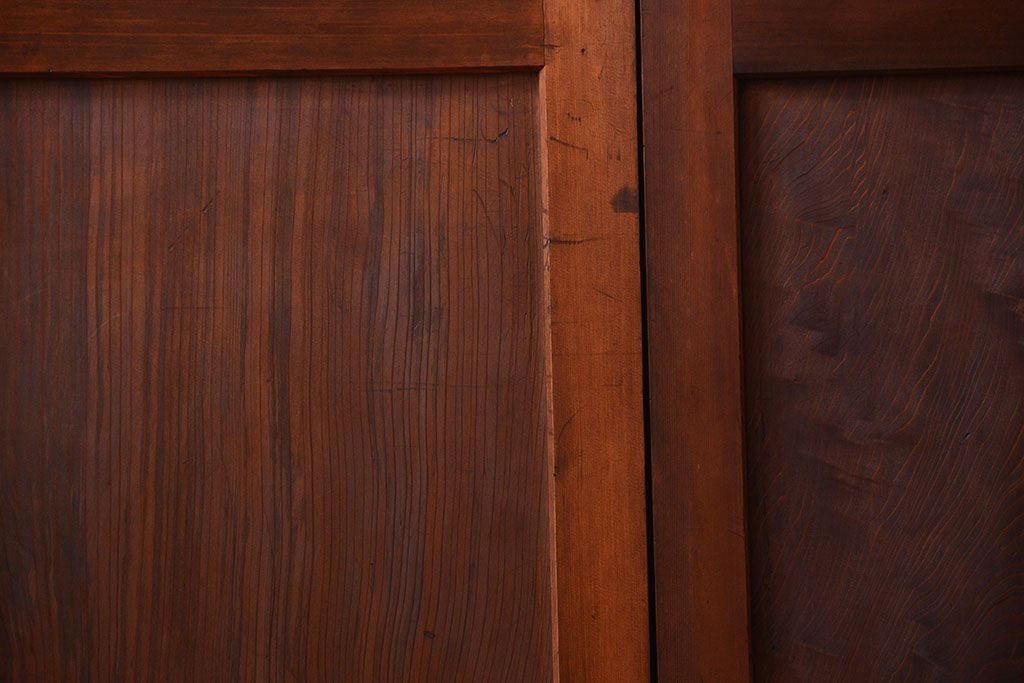 和製アンティーク　組子入り!古い木の上品なすりガラス帯戸4枚セット