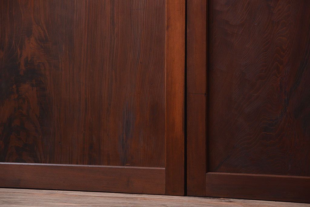 和製アンティーク　組子入り!古い木の上品なすりガラス帯戸4枚セット