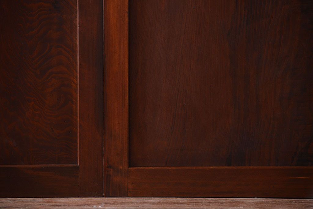 和製アンティーク　組子入り!古い木の上品なすりガラス帯戸4枚セット