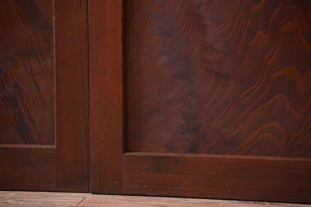 和製アンティーク　組子入り!古い木の上品なすりガラス帯戸4枚セット