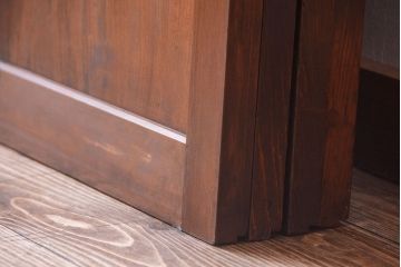 和製アンティーク　組子入り!古い木の上品なすりガラス帯戸4枚セット