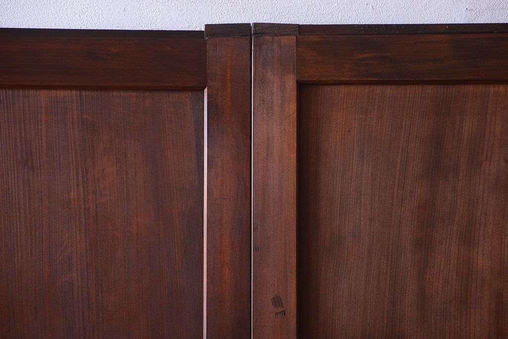 和製アンティーク　組子入り!古い木の上品なすりガラス帯戸4枚セット