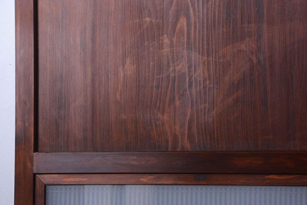 和製アンティーク　組子入り!古い木の上品なすりガラス帯戸4枚セット