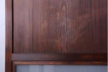 和製アンティーク　組子入り!古い木の上品なすりガラス帯戸4枚セット