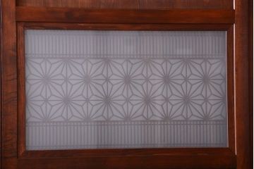 和製アンティーク　組子入り!古い木の上品なすりガラス帯戸4枚セット