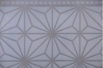 和製アンティーク　組子入り!古い木の上品なすりガラス帯戸4枚セット