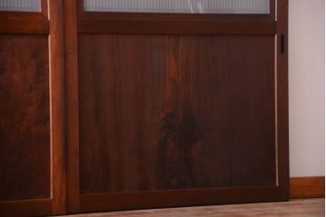 和製アンティーク　組子入り!古い木の上品なすりガラス帯戸4枚セット