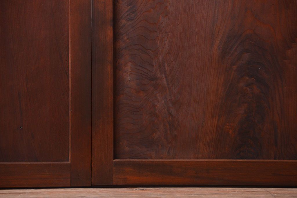 和製アンティーク　組子入り!古い木の上品なすりガラス帯戸4枚セット