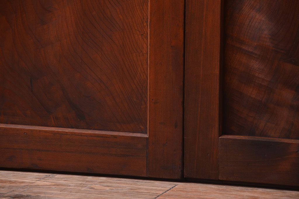 和製アンティーク　組子入り!古い木の上品なすりガラス帯戸4枚セット