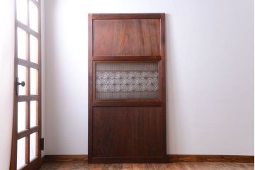 和製アンティーク　組子入り!古い木の上品なすりガラス帯戸