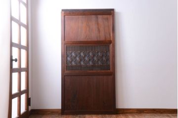 和製アンティーク　組子入り!古い木の上品なすりガラス帯戸