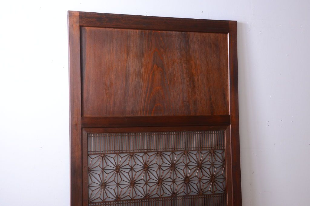 和製アンティーク　組子入り!古い木の上品なすりガラス帯戸