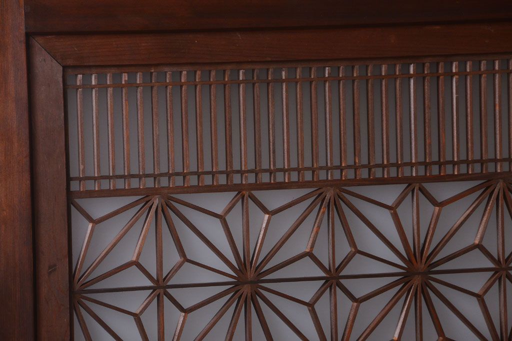 和製アンティーク　組子入り!古い木の上品なすりガラス帯戸