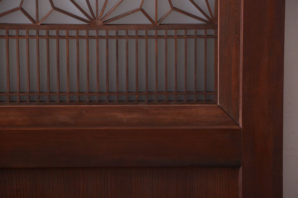 和製アンティーク　組子入り!古い木の上品なすりガラス帯戸