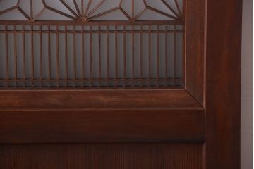 和製アンティーク　組子入り!古い木の上品なすりガラス帯戸