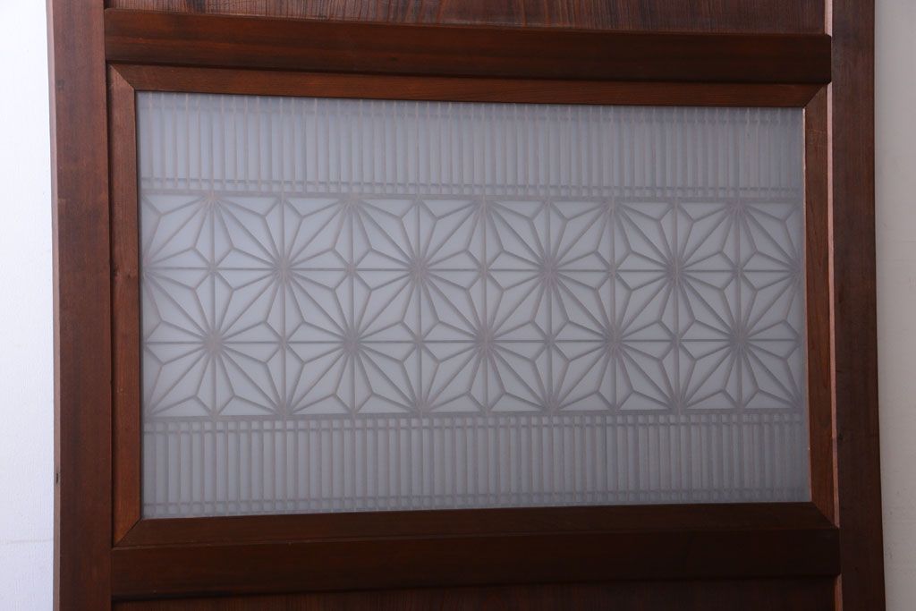 和製アンティーク　組子入り!古い木の上品なすりガラス帯戸